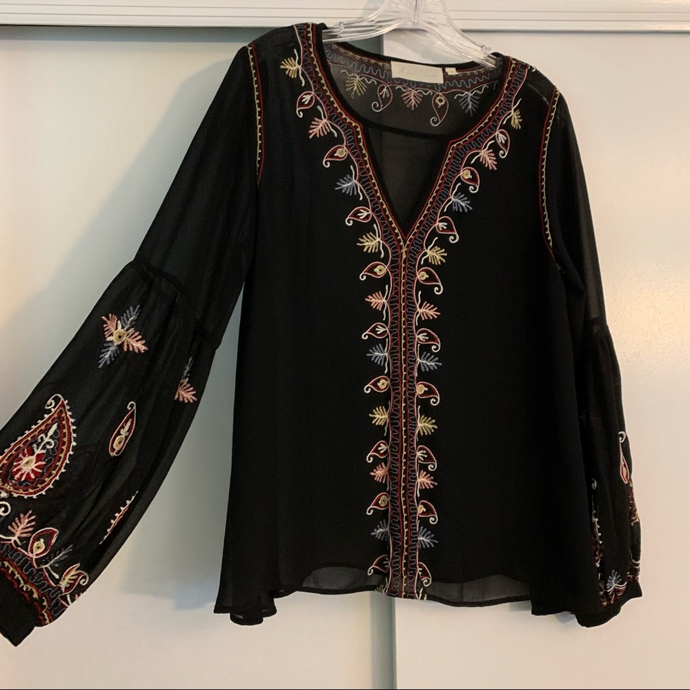 Embroidered sheer blouse